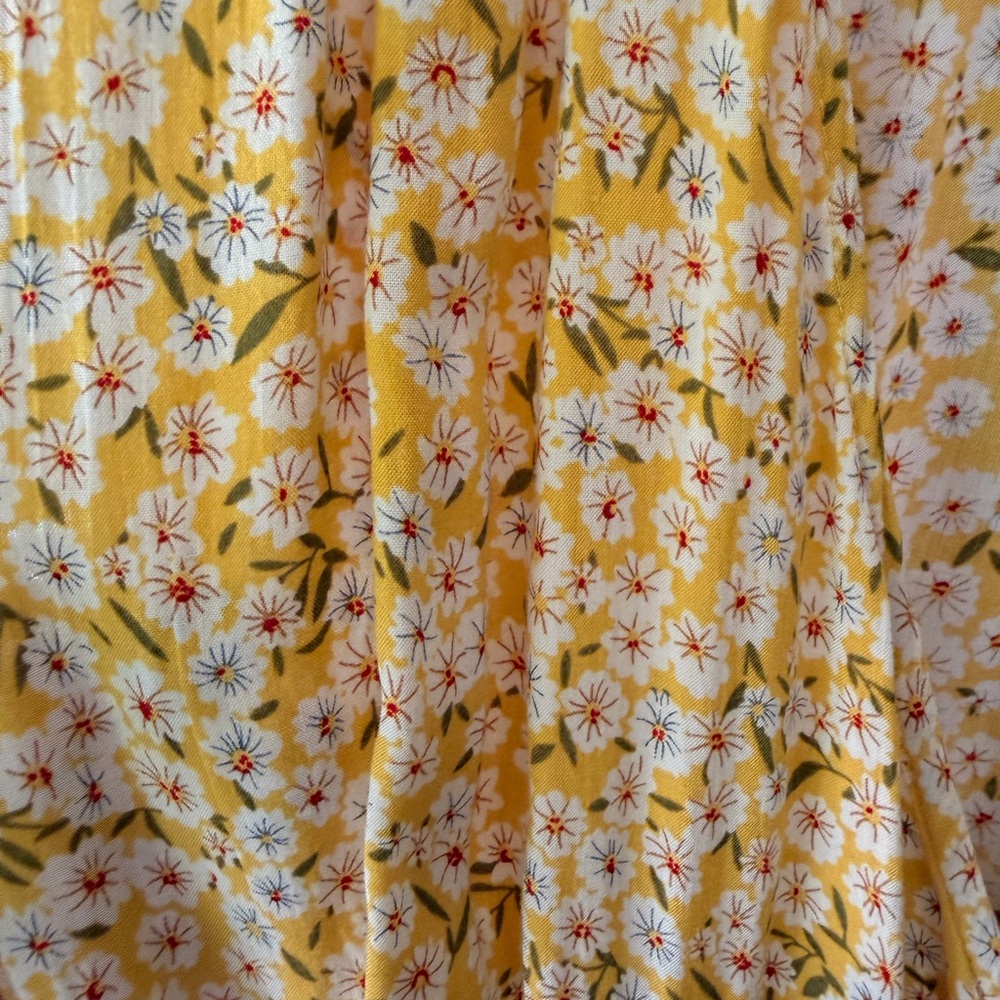 Aakaa Floral Yellow Wrap Dress Women’s Size Large - Picture 4 of 6